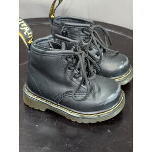 Dr Doc Martens 1460 Black Leather Boots Size 4 Child Baby Toddler Combat Unisex